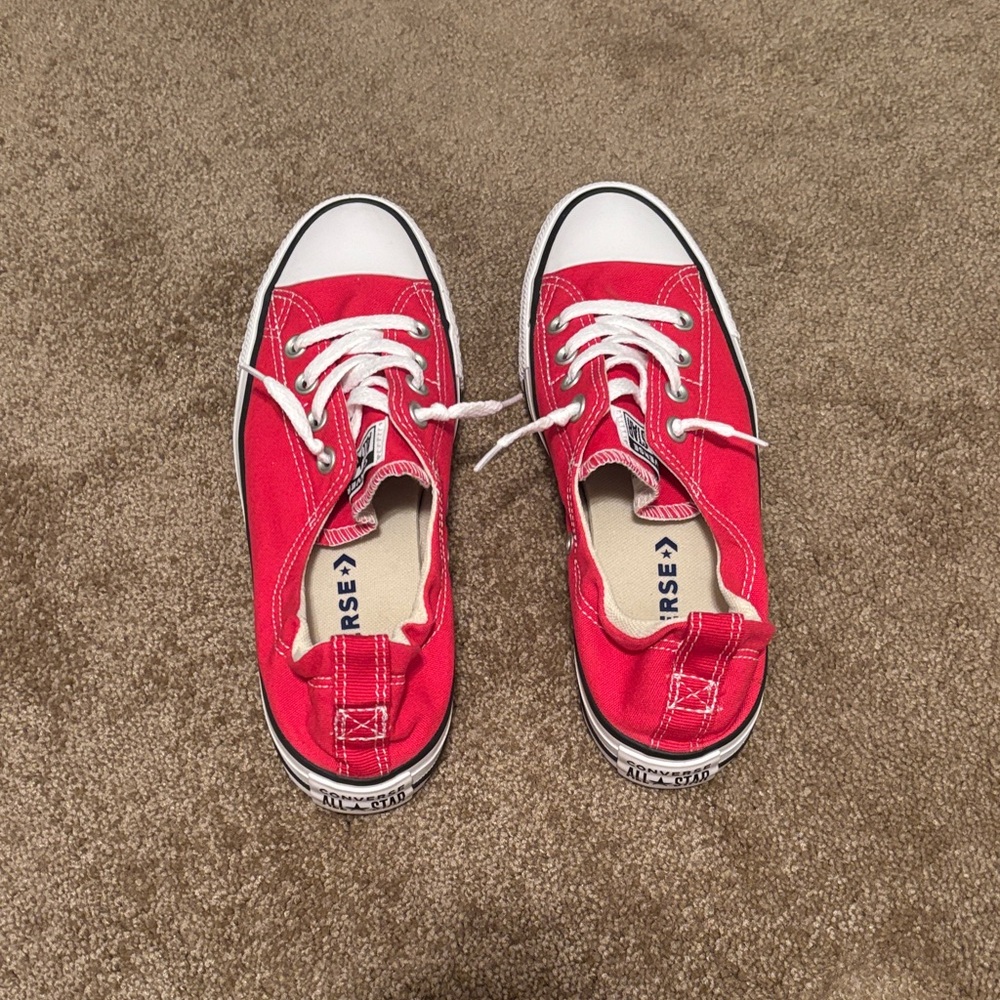 Red Canvas Sneakers with White Laces